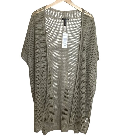 EILEEN FISHER Organic Linen Duster Cardigan Natural Sleeveless Relaxed Fit NWT - Picture 1 of 10